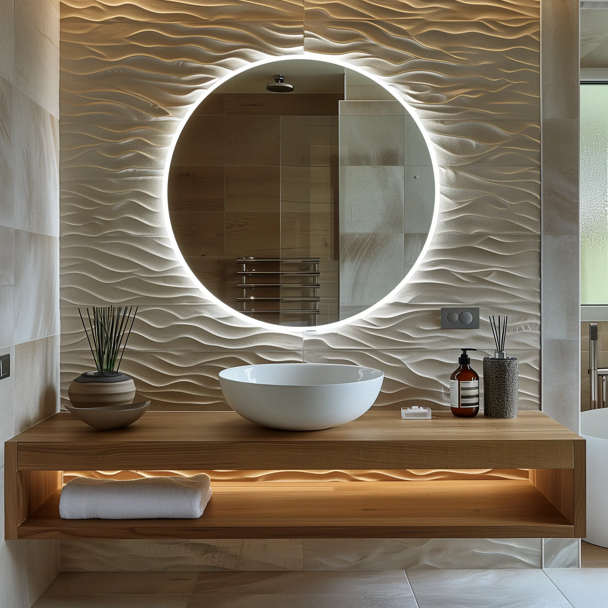 Lumino Circle – Okrągłe Lustro Optiwhite z Podświetleniem LED 7 Lumino Circle – Okrągłe Lustro Optiwhite z Podświetleniem LED - White - Detail 2
