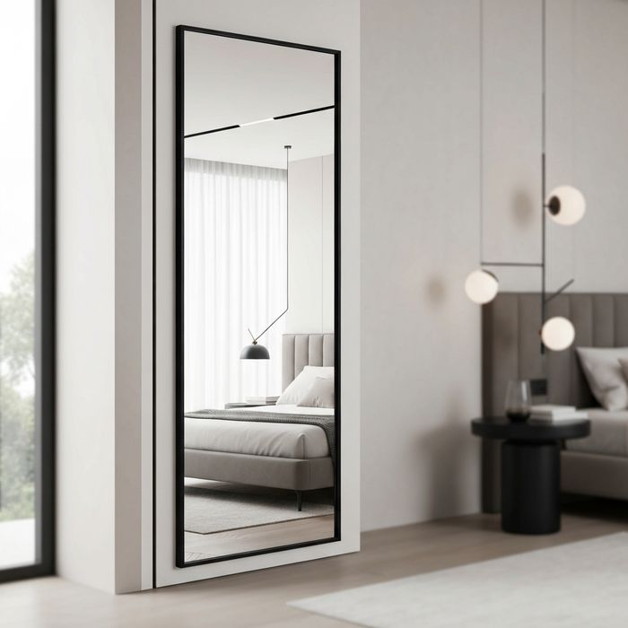 Black matte full-length mirror modern luxury bedroom