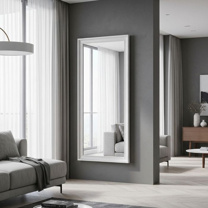 Large Optiwhite mirror contemporary apartment