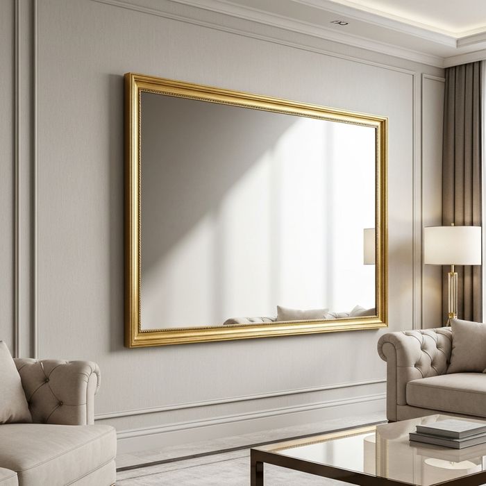 Large premium mirror in luxury living room salon