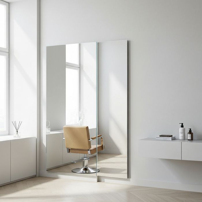 Optiwhite frameless mirror modern contemporary salon