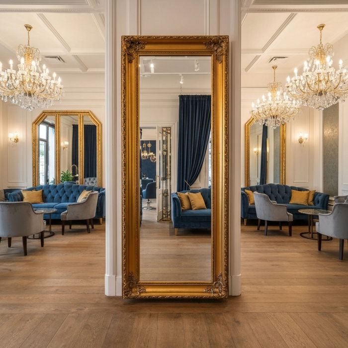 Gold frame art deco mirror luxury elegant salon