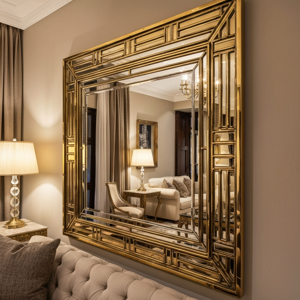 Art-Deco lustro złote - trend 2026